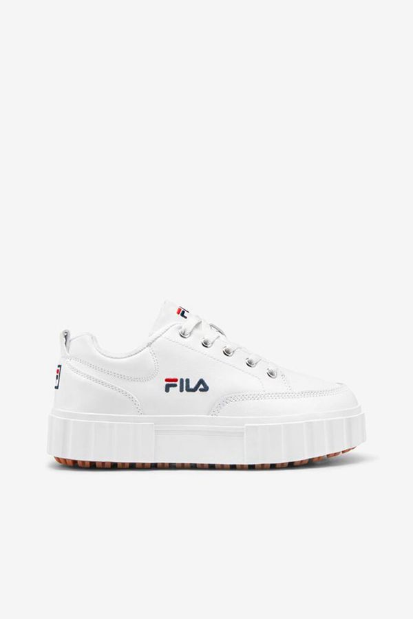 Fila Sandblast Low Women's Sneakers - White/Navy/Red,NZ 739-13480